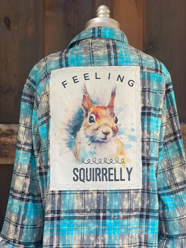 Flared Sleeve Flannel- Feeling Squirrely